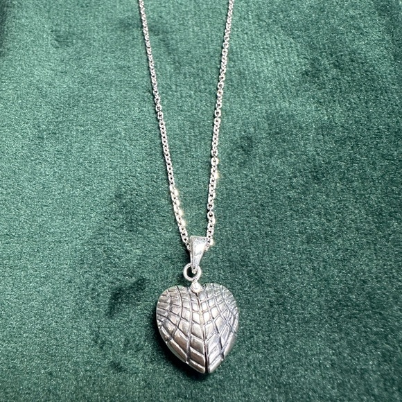 Sterling Silver Angel Wings Heart Necklace - Picture 2 of 10